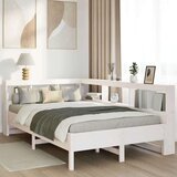  Knjižna postelja brez vzmetnice bela 120x190 cm trdna borovina | Shoptok.si