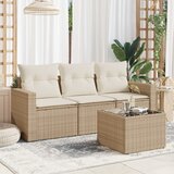 Maison Chic Seti vrtnega pohištva - Vrtna garnitura - Vrtni pohištvo set 4-delna z blazinami bež poli ratan, (21820070) | Shoptok.si