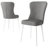 Hanah home set trpezarijskih stolica Tita 6 kom, siva tkanina Babyface, bele metalne noge | Eponuda.com