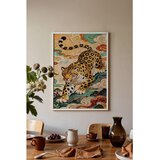 Wallxpert uramljena slika 115253, leopard u orijentalnom stilu među šarenim oblacima, 30 x 40 cm, beli ram Cene
