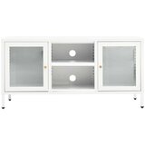TV ormarić bijeli 105 x 35 x 52 cm od čelika i stakla | shoptok.hr