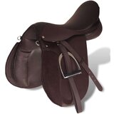 vidaXL Jahalno Sedlo Set 16" Pravo Usnje Rjave Barve 14 cm 5-v-1 | Shoptok.si