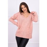 Kesi Sweater with decorative pockets powdered pink Cene