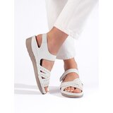 Shelvt Women's white Velcro sandals Cene