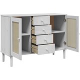 vidaXL Komoda SENJA bijela izgled ratana 112x40x80 cm masivna borovina | shoptok.hr