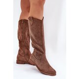 S. BARSKI Flat Heel Boots With Perforated Pattern Brown S.Barski | shoptok.hr