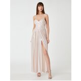 Koton Long Evening Dress Draped Strap Shiny | shoptok.hr