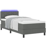 vidaXL postelja s škatlastim vzmetenjem z vzmetnico & LED temno siva 100x200 cm tkanina Cene