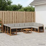  Set vanjskih sofa s jastukom 11 pcs Prirodna i Svjetlosiva | Eponuda.com