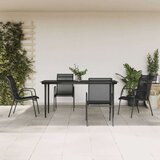  5-dijelni vrtni blagovaonski set crni od čelika i tekstilena | shoptok.hr