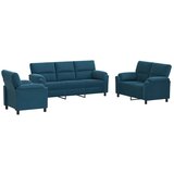  Set sofe 3 pcs Plava Baršun - Plava 1-sjedalo + 2-sjedalo (120 cm) + 3-sjedalo | shoptok.hr