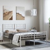  Metalni okvir kreveta uzglavlje i podnožje bijeli 135 x 190 cm | shoptok.hr