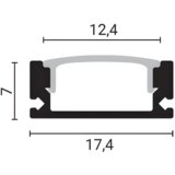 Optonica ALUPROFIL ZA LED TRAKE 2M NADGRADNI CRNI SA BELIM DIFUZOROM 5185 | ePonuda.com