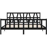  Okvir za krevet s uzglavljem crni 200 x 200 cm od masivnog drva | Eponuda.com