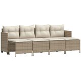  5-dijelni vrtni set sofa s jastucima bež od poliratana 204 x 55 x 70 cm | Shoptok.si