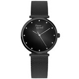 Pierre Ricaud ženski quartz swarovski point crni elegantni ručni sat sa crnim pancir kaišem ( p22035.b144q ) Cene