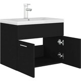 Ormarić Omarica za umivalnik z vgradnim umivalnikom črna iverna plošča, (20716869) | Shoptok.si