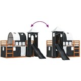 vidaXL Krevet na kat s toboganom i zavjesama bijelo-crni 90 x 200 cm | shoptok.hr