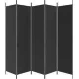 Sobna pregrada s 5 panela crna 250x200 cm od tkanine | Eponuda.com