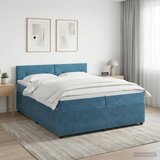  Boxspring krevet s madracem Tamno plava 200 x 200 cm Baršun | shoptok.hr
