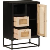  Komoda crna 55 x 30 x 76 cm od masivnog drva manga i željeza | shoptok.hr