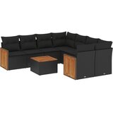  9-dijelni set vrtnih sofa s jastucima crni od poliratana | shoptok.hr
