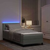 vidaXL Box Spring postelja z vzmetnico in LED lučjo svetlo siva 80x200 cm žamet, (22050255) | Shoptok.si