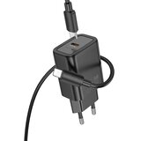 hoco. Type-C stenski polnilec + Type-C kabel na Lightning PD QC 30W N62 črn | Shoptok.si