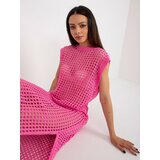 Fashion Hunters Pink summer knitted dress with openwork pattern | Shoptok.si