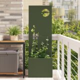 vidaXL Vrtno korito z dekorativno ploščo Olivno zelena 50 x 140 cm | Shoptok.si