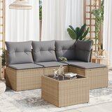 Maison Chic Seti vrtnega pohištva - Vrtna garnitura - Vrtni pohištvo set 5-delna z blazinami bež poli ratan, (21820153) | Shoptok.si