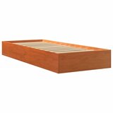  The Living Store Posteljni okvir brez vzmetnice voščeno rjav 100x200 cm borovina - Posteljni Okvir, (21455638) | Shoptok.si