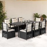  9-dijelni vrtni blagovaonski set s jastucima crni od poliratana | shoptok.hr