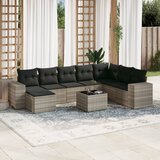 vidaXL 9-dijelni set vrtnih sofa od poliratana s jastucima svjetlosivi | shoptok.hr