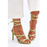 FJ1 Women's Tied Sandals On A High Heel Green Meya