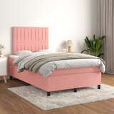 The Living Store Box spring postelja z vzmetnico roza 120x200 cm žamet - Box Spring Postelja, (21491249) Cene