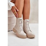 Boto Fleece Lined Women's Worker Boots with Zip Eco Leather Light Beige Mailyra | shoptok.hr
