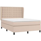 vidaXL Box spring postelja z vzmetnico kapučino 140x190cm um | Shoptok.si
