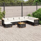 vidaXL 9-dijelni set vrtnih sofa s jastucima crni od poliratana | shoptok.hr