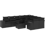Maison Chic Seti vrtnega pohištva - Vrtna garnitura - Vrtni pohištvo set 10-delna z blazinami črn poli ratan, (21812389) | Shoptok.si