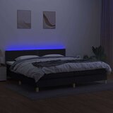  Krevet box spring s madracem LED crni 200x200 cm od tkanine | shoptok.hr