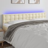 vidaXL LED uzglavlje krem 160 x 5 x 78/88 cm od umjetne kože | shoptok.hr