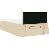 vidaXL Otomanski posteljni okvir z vzmetnico krem 120x200 cm blago | Shoptok.si