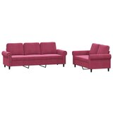 vidaXL 2-dijelni set sofa s jastucima crvena boja vina baršunasti Cijene
