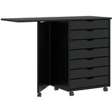 vidaXL Rolling Cabinet z mizo "MOSS" Black Solid Wood Pine | Shoptok.si