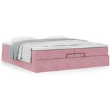  Otomanski posteljni okvir z vzmetnicami roza 200x200cm žamet, (22053909) | Shoptok.si