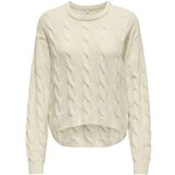 Only Puloverji ONLJEANETT LIFE LS CABLE O-NECK CC KNT 15350361 Bela Cene