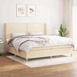  Box spring postelja z vzmetnico krem 200x200 cm blago, (21118416) | Shoptok.si