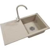 Set sudopera sa slavinom i sifonom Arona bež + Beige swan slavina