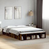 Maison Chic Posteljni okvir - Dvoposteljna postelja - Zakonska postelja dimljeni hrast 150x200 cm inženirski les-J14331, (21761830) | Shoptok.si